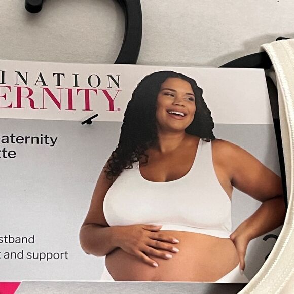 NWT 2 Pack Seamless Materntiny Soft Bra Black Ivory Nursing Sleep Sz Large - Picture 1 of 5